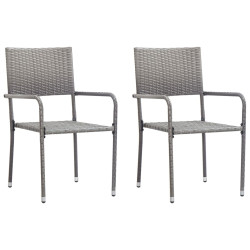 Cadeiras de jantar empilháveis para jardim 2 pcs vime PE cinza