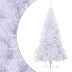 Meia árvore de natal artificial com suporte 240 cm PVC branco