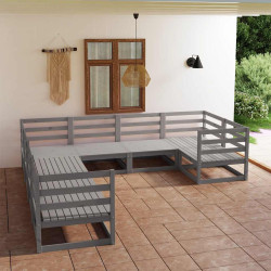 8 Pcs conjunto lounge de jardim pinho maciço