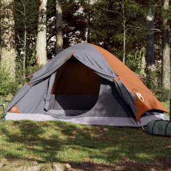 Tenda de campismo cúpula p/ 4 pessoas impermeável cinza/laranja