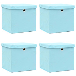 Caixas de arrumação com tampas 4 pcs 28x28x28 cm azul-bebé