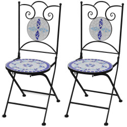 Cadeiras de bistrô dobráveis 2 pcs cerâmica azul e branco