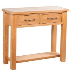 Mesa consola com 2 gavetas 83x30x73 cm madeira carvalho maciça
