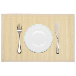 6 Pcs individuais de mesa em bambu 30 x 45 cm natural