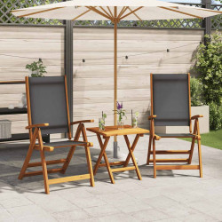 Cadeiras de jardim dobráveis 2 pcs acácia maciça e textilene