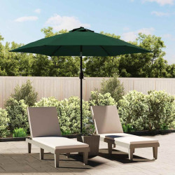 Guarda-sol de jardim cantilever com luzes LED 3 m verde