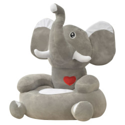 Cadeira em pelúcia infantil, elefante, cinzento