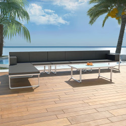5 Pcs conjunto lounge para jardim textilene e alumínio preto