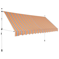 Toldo retrátil manual 400 cm riscas amarelas e azuis