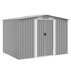 Abrigo de jardim metal cinzento 257x205x178 cm