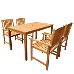 5 Pcs conjunto de jantar exterior madeira acácia maciça