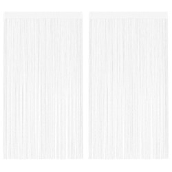 Cortinas de fios 2 pcs 100x250 cm branco