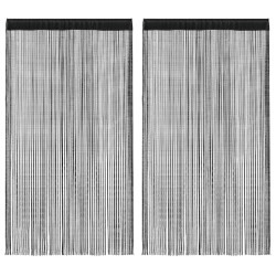 Cortinas de fios 2 pcs 140x250 cm preto