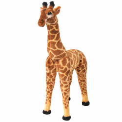 Brinquedo de montar girafa peluche castanho e amarelo xxl