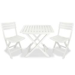 Conjunto bistrô para jardim 3 pcs plástico branco