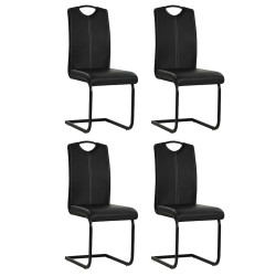 Cadeiras de jantar cantilever 4 pcs couro artificial preto