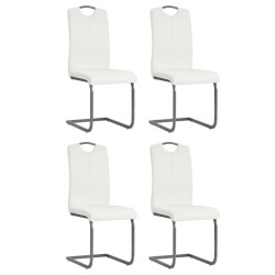Cadeiras de jantar cantilever 4 pcs couro artificial branco