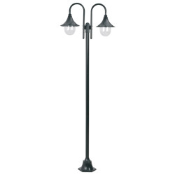 Candeeiro de pé jardim 2 braços e27 220cm alumínio verde escuro