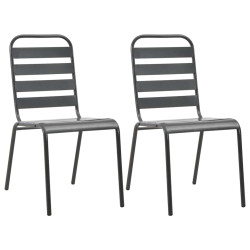 Cadeiras de exterior empilháveis 2 pcs aço cinzento