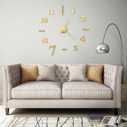 Relógio de parede 3d com design moderno 100 cm xxl dourado