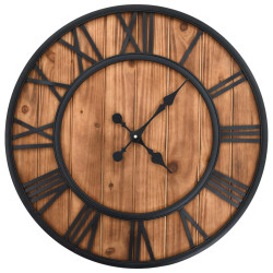 Relógio de parede c/ movimento quartzo madeira e metal 60cm xxl