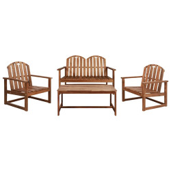 4 Pcs conjunto lounge exterior madeira acácia maciça
