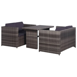 Conjunto de sofás para jardim 11 pcs vime PE cinzento