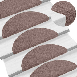 Tapetes de escada autoadesivos 15 peças 65x21x4 cm marrom claro meia-lua grande