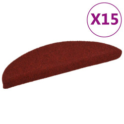Tapetes de escada autoadesivos 15 peças 56x17x3 cm vermelho bordô meia-lua