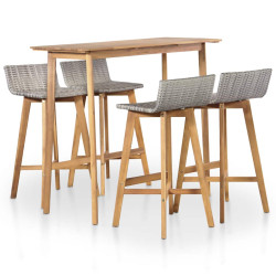 5 Pcs conjunto de jantar exterior madeira acácia maciça