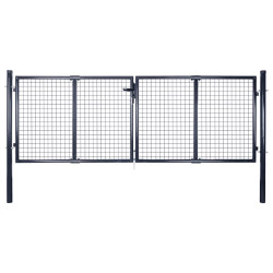 Portão de jardim em tela de aço galvanizado 300x75 cm cinza
