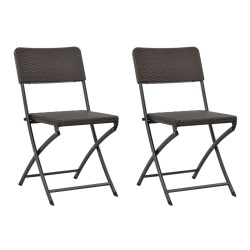 Cadeiras de jardim dobráveis 2 pcs pead e aço castanho