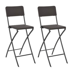 Cadeiras de bar dobráveis 2 pcs pead e aço aspeto vime castanho