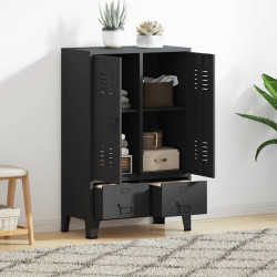 Roupeiro estilo industrial em metal 67x35x107 cm preto