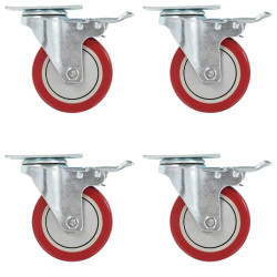 Rodas giratórias com travões duplos 4 pcs 100 mm