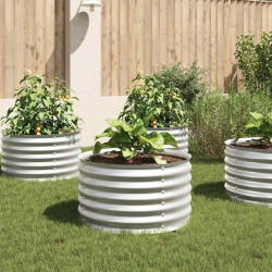 Canteiro/vaso elevado aço galvanizado 80x80x44 cm prateado