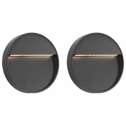 Candeeiros LED de parede exterior 2 pcs 3 w redondo preto