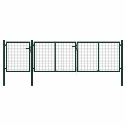 Portão de jardim em aço 400x100 cm verde