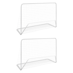 Balizas de futebol com redes 2 pcs aço 182x61x122 cm aço branco