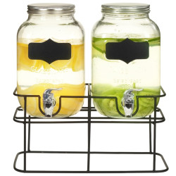 Dispensadores de bebidas 2 pcs com suporte 2 x 4 l vidro