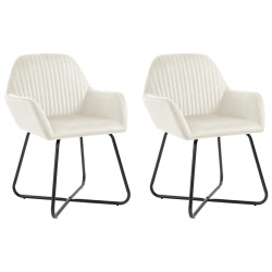 Cadeiras de jantar 2 pcs veludo cor creme