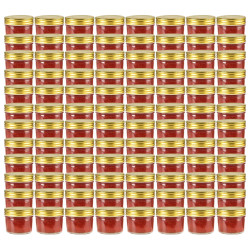 Frascos de vidro com tampas douradas 96 pcs 110 ml