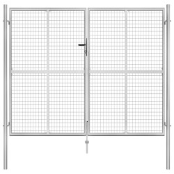 Portão de jardim em aço galvanizado 300x200 cm cor prata