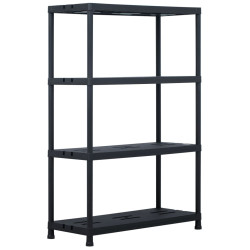 Estante de arrumação 220 kg 90x40x138 cm plástico preto