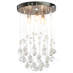 Candeeiro teto contas cristal 3 lâmpadas g9 esférico prateado