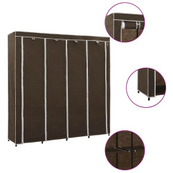 Roupeiro com 4 compartimentos 175x45x170 cm castanho