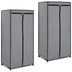 Roupeiros 2 pcs 75x50x160 cm cinzento
