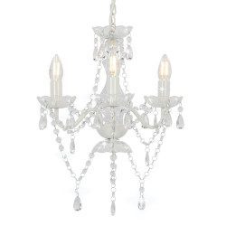 Lustre com contas redondo 3 x e14 branco