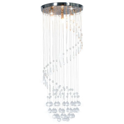 Candeeiro de teto com contas de cristal g9 espiral prateado