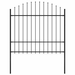 Cerca de jardim com topo em forma de lança em aço 181x175 cm, preta